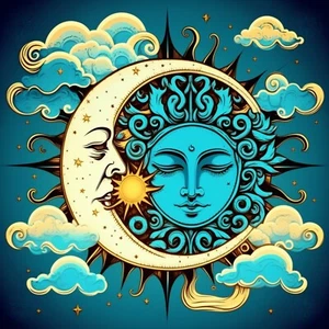 Sun and Moon Iron On Transfer For T-Shirt + Other Light & Dark Fabrics #4 - Imagen 1 de 2