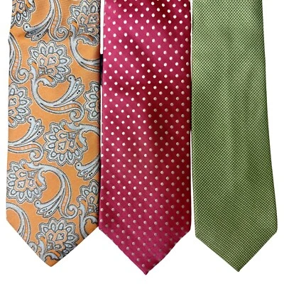 LOTE de 3 corbatas de diseñador para hombres primavera modernas LUNARES PAISLEY tejidas corbatas de seda Foto 1 de 4