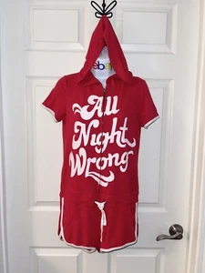 👚 Romper Jumper Brushed Stretch Hoodie “All Night Wrong” by Garage    XS/S - Picture 1 of 12