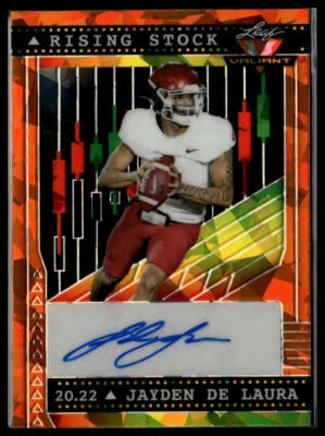 2022 Leaf Valiant #RS-JDL Jayden De Laura Rising Stock Auto Orange Crystal #/20 - Image 1 of 2