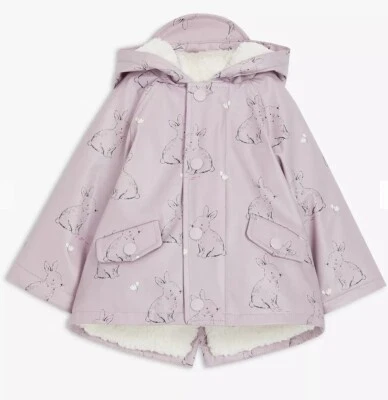 John Lewis Baby Girls Pink Bunny Print Shower Proof Mac *BNWT* - Image 1 of 3