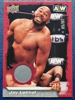 2022 AEW Jay Lethal Red Mat Relic /50 Trading Card Upper Deck Mint #74220 - Image 1 of 2