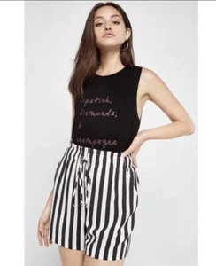 BCBGMAXAZRIA Women’s White & Gold Graphic Tee Sleeveless Tank Top Size Small New - Picture 1 of 7