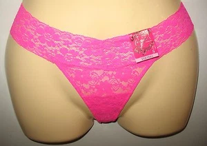 CANDIES - NEW - SMALL - PINK - NYLON STRETCH LACE THONG PANTY - Picture 1 of 2