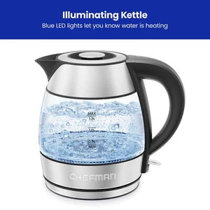Rapid Boil 1.2L Electric Tea Kettle with Removable Lid - Stainless Steel, New - Picture 1 of 7