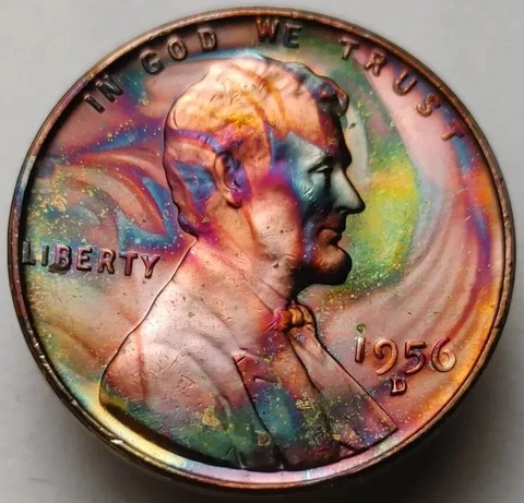 1956D wheat cent monster toned unc us coin Lincoln wheat penny #234 Cover