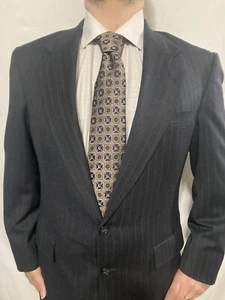 VTG Hart Schaffner Marx Suit 39R 43" 33x30 2 Piece Gray Blazer Sport Coat Jacket - Picture 1 of 16