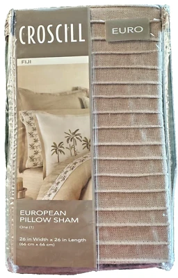 New In Package Croscill FIJI Oatmeal Square European Pillow Sham 26x26" - Image 1 of 4