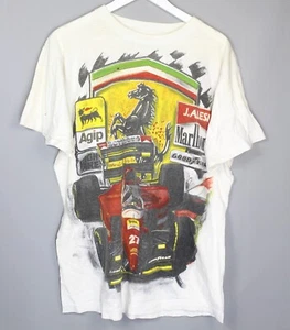 VINTAGE 90S FERRARI 412 T2 J. ALESI RAP TEE T SHIRT FORMULA ONE RACING RARE - Picture 1 of 5