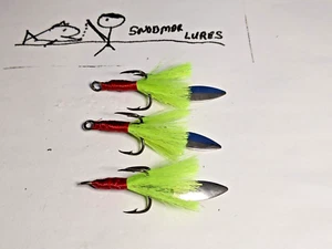 3 - Treble Hook size 2 Dressed Red / Char with Willow Blades Replacement - Picture 1 of 6