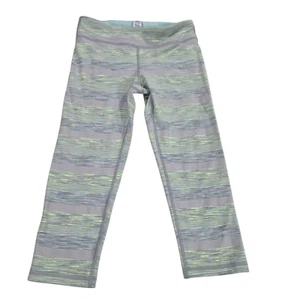 Ivivva By Lululemon Cropped Leggings Girls Purple Gray 12 Striped Pastel Pull On - Picture 1 of 10