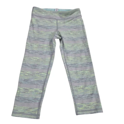 Ivivva By Lululemon Cropped Leggings Girls Purple Gray 12 Striped Pastel Pull On - Image 1 of 4