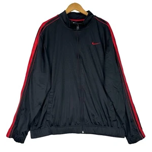 Nike Sportjacke Herren XL schwarz rot Streifen Stehkragen durchgehender Reißverschluss gefüttert sportlich - Bild 1 von 12