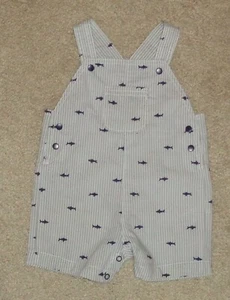 Just One You Baby Boys Romper Bib Shorts Stripes Sharks Size 6 Months New - Picture 1 of 2
