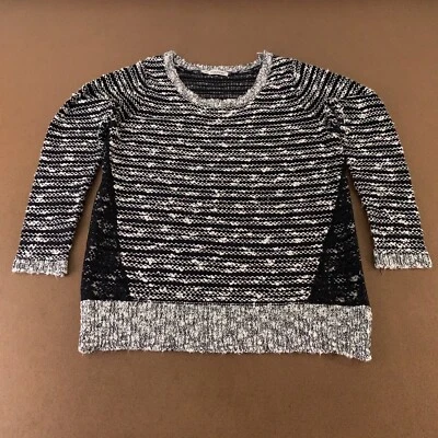 Maurices Women's Size 1X Black White Striped Knit Long Sleeve Pullover Sweater - Image 1 of 4