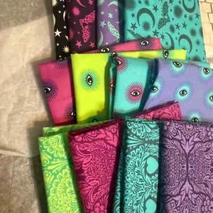 Tula pink delaluna fabric Rare OOP Batty I See You Skulls Fat Quarters + Eighths - Picture 1 of 36