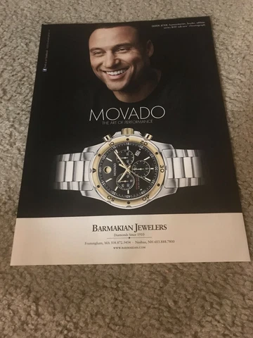 Vintage 2010 MOVADO WATCH DEREK JETER Poster Print Ad N.Y. YANKEES RARE Cover