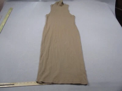Zara Dress Womens Large Camel Tan Ribbed Turtleneck Midi Fitted Stretch Minimal - Image 1 of 4