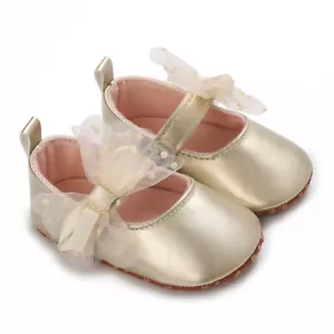 Infant Baby Girls Soft Sole Bowknot Princess Wedding Dress Mary Jane Flats - Picture 1 of 13