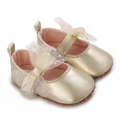 Infant Baby Girls Soft Sole Bowknot Princess Wedding Dress Mary Jane Flats - Image 1 of 4