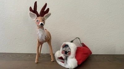 Annalee Reindeer & Mouse Mobilitee Dolls 1996 1971 - Image 1 of 4