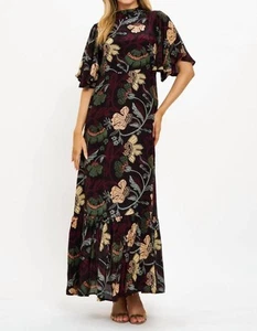 Oliphant Flirty Mock Neck Dress Turin Wine - Picture 1 of 9
