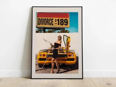 Lamborghini Diablo VT Vintage Poster Divorce 90s Car Wall Decor, No Frame - Image 1 of 4