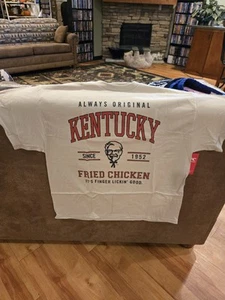 KFC Logo Collegiate Graphic T Shirt Short Sleeve Cotton Tan Men's L - Picture 1 of 7