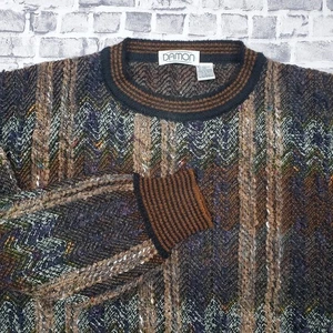 Vtg Damon Sweater Mens Medium Coogi Style 3D Textured Knit Pullover Cosby B.I.G. - Picture 1 of 9