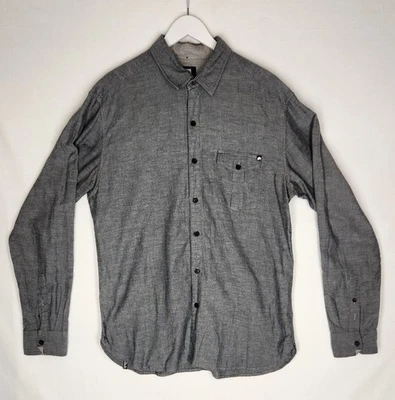 Quicksilver Button Up Shirt Mens Size L Grey urban surfer street formal - Image 1 of 4