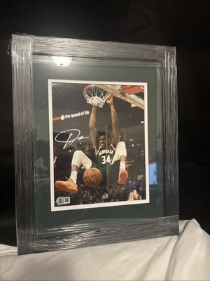 Giannis Antetokounmpo Autographed Professionally Framed 8x10 Photo Beckett COA - Image 1 of 4