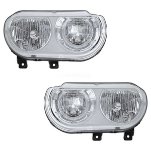 For 2008-2014 Dodge Challenger Left+Right Side Chrome Housing Headlights - Picture 1 of 7