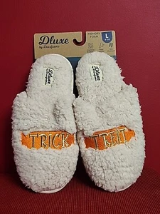 DLuxe by Dearfoams Trick Treat Slippers, Cream, Size Large (9-10) - Picture 1 of 3