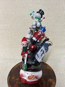 Retro Christmas Kitschy Snowman Assemblage Display Vintage Decor One Of A Kind - Picture 1 of 9