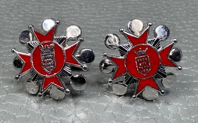 Contemporary Red Enamel Maltese Cross White Gold Plated Cuff Links - Image 1 of 3