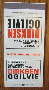 FUNDA POLÍTICA MATCHBOOK: REPUBLICAN DIRKSEN OGILVIE 1968 VACÍA MATCHCOVER -D8 - Imagen 1 de 1