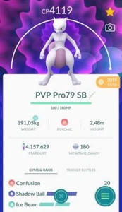 Pokemon Mewtwo Shadow Ball LV 40 - 3 Habilidades - Tr.a.d.e 20k o 30 días amistad - Imagen 1 de 1
