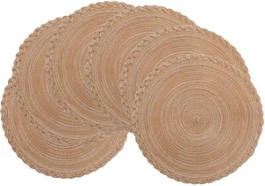 Round Braided Placemats Set of 6 Woven Heat Resistant Non-Slip Kitchen Table ... - Picture 1 of 7