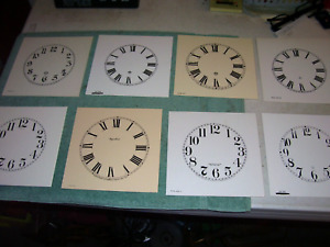 Vintage Lot of 13 NOS Paper Replacement Clock Dials / Faces, Gilbert, Ansonia
