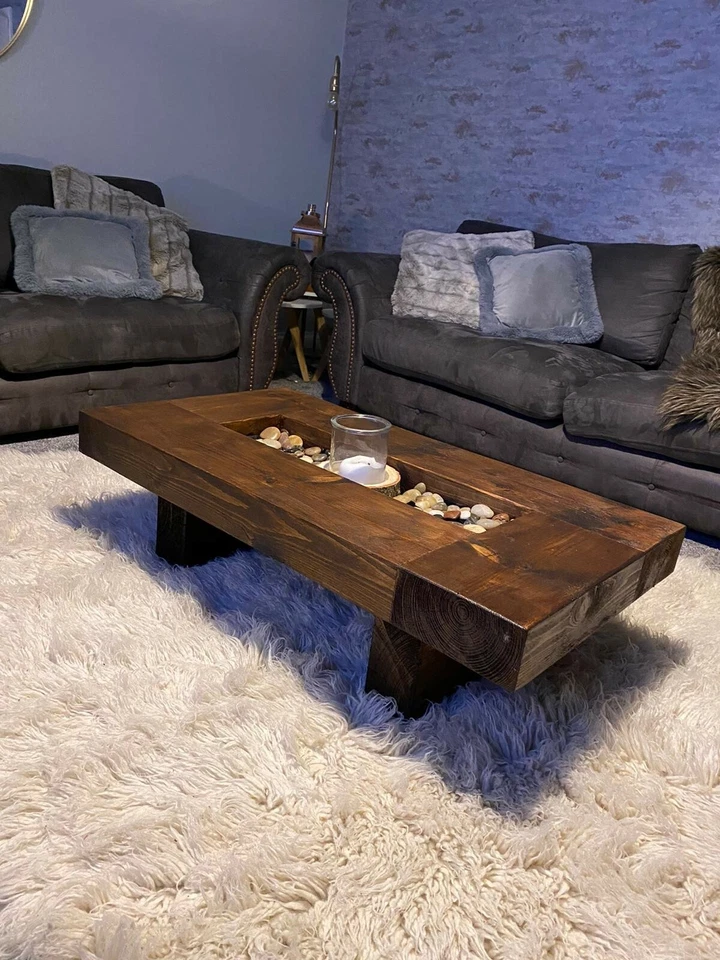 Rustic handmade solid wood sleeper coffee table Xtra Large - Image 1 of 4