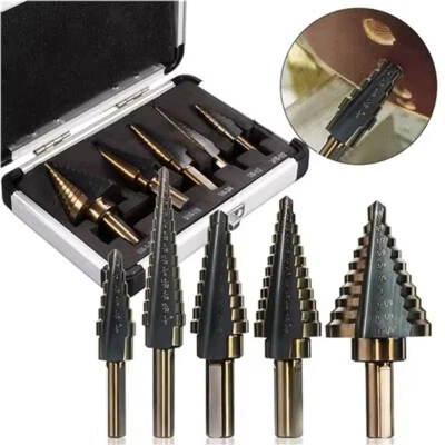 TRUSTEDPLCSUPPLIER 5Pcs HSS Cobalt Hole Large Metal Step Drill Bit Set Titanium Cutter Cone 50 Size