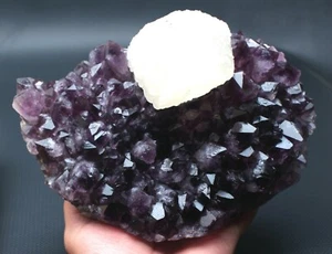 5.89LB Amatista Natural Calcita esquelética esquelética escrípida muestras minerales fluorescentes - Imagen 1 de 12