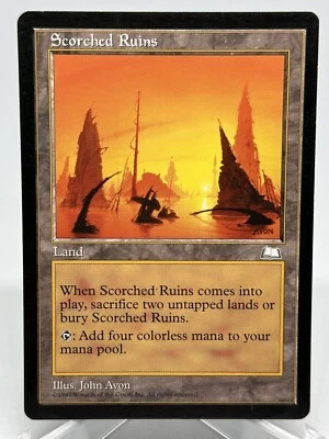 Scorched Ruins Reserved List Rare Weatherlight NM Authentic Vintage MTG Card - Image 1 of 2