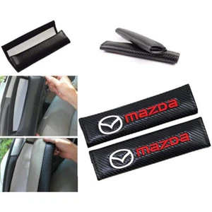 2Pcs Carbon Fiber Mazda Car Safety Seat Belt Shoulder Pad Cover Cushion Harness - Picture 1 of 5