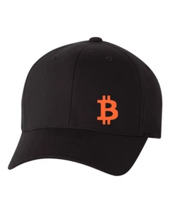 BITCOIN  FLEXFIT HAT CURVED or FLAT BILL  ***FREE SHIPPING in BOX*** - Picture 1 of 12