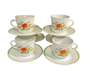 Vintage Corelle Corning Wildflower Spring Bouquet 6 Cups/Mugs 6 Saucer Plates - Picture 1 of 6
