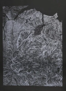 ART MAP POSTER OF CONTOUR LINES. Showing height of Torbay, UK. - Picture 1 of 2