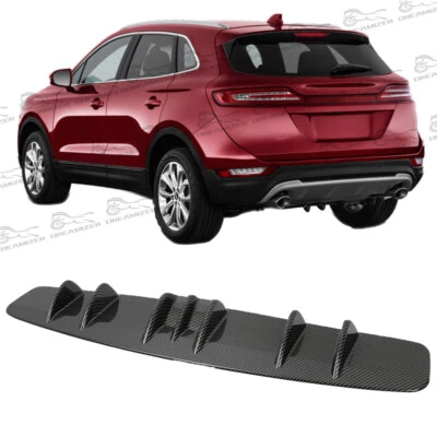 Carbon Style Car Rear Bumper Diffuser Spoiler Shark Fins Lip For Lincoln MKZ MKS - Image 1 of 4