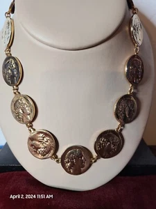Vintage Statement Coin Style Gold Tone  - Picture 1 of 12