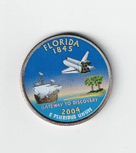 COLORIZED US MINT FLORIDA STATE 2004 QUARTER - Circulated -Cool and Collectible! - Picture 1 of 2